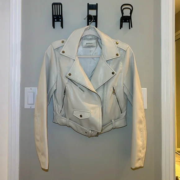 stradivarius Jackets Coats Faux Leather Jacket In Cream - Main Image